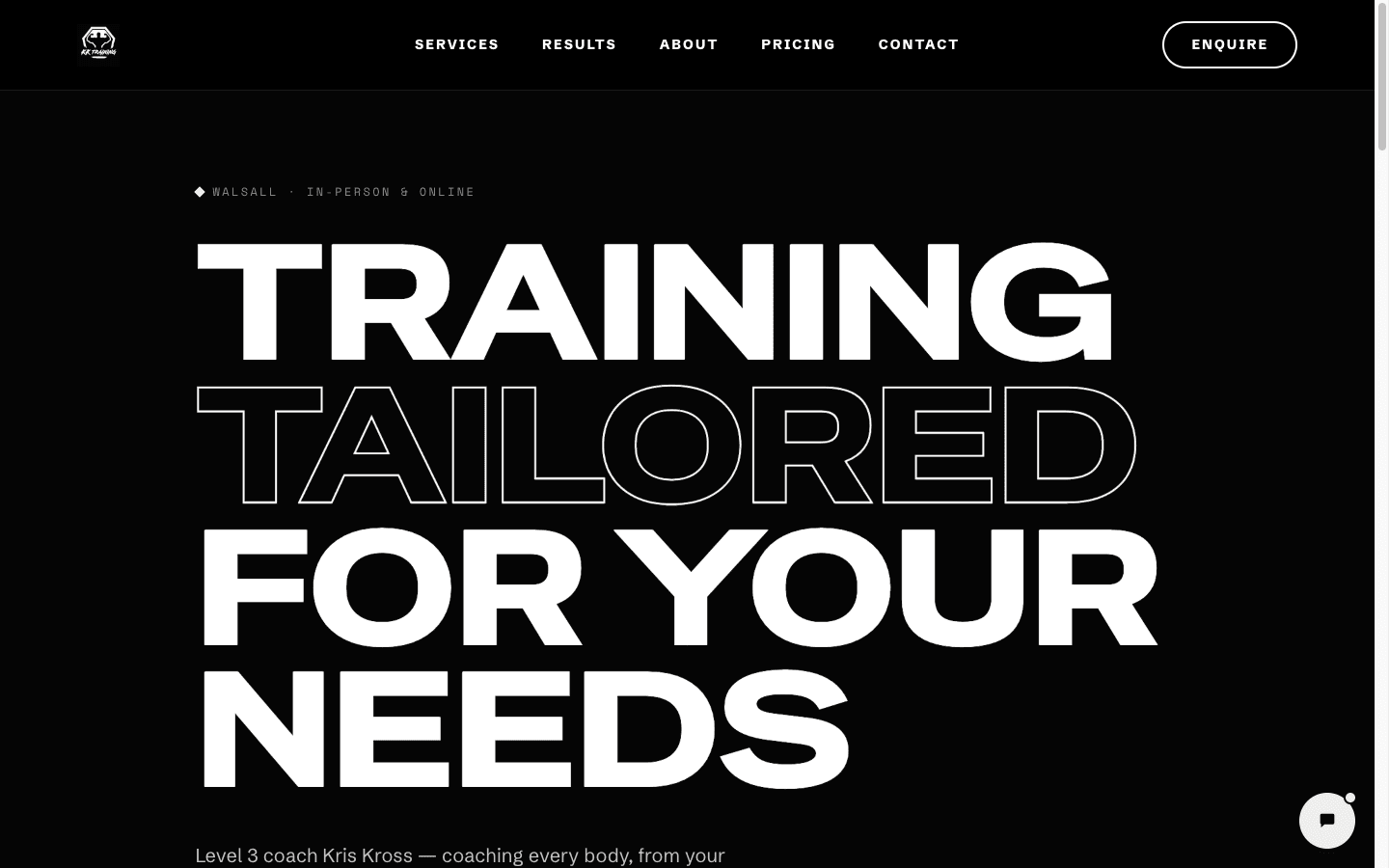 KK Training website — Home page