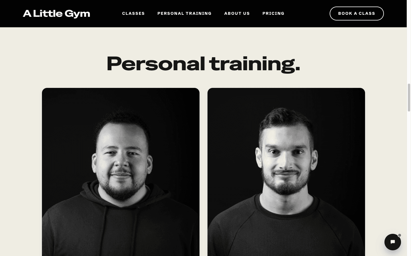 A Little Gym website — Personal training page